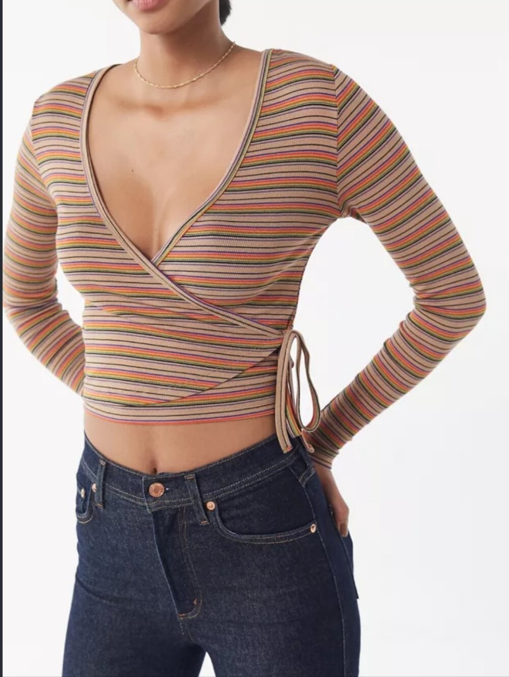 Urban Outfitters Winston Cropped Long Sleeve Wrapped Top Size: XS